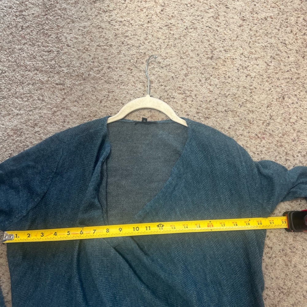 Eileen Fisher Blue Teal Alpaca Wool Cowl Neck Sweater Petite large lightweight - Picture 7 of 10